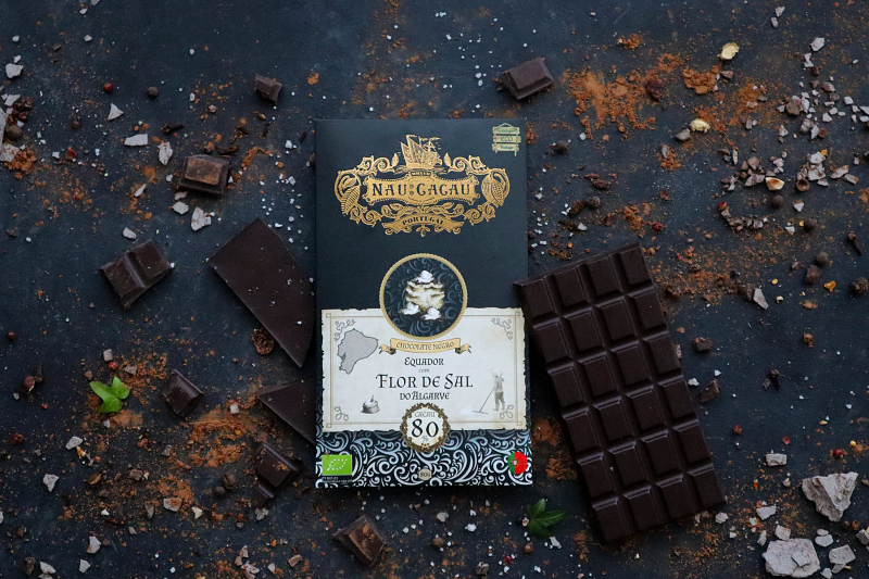 tablete de chocolate Nau do Cacau Equador com Flor de Sal do Algarve